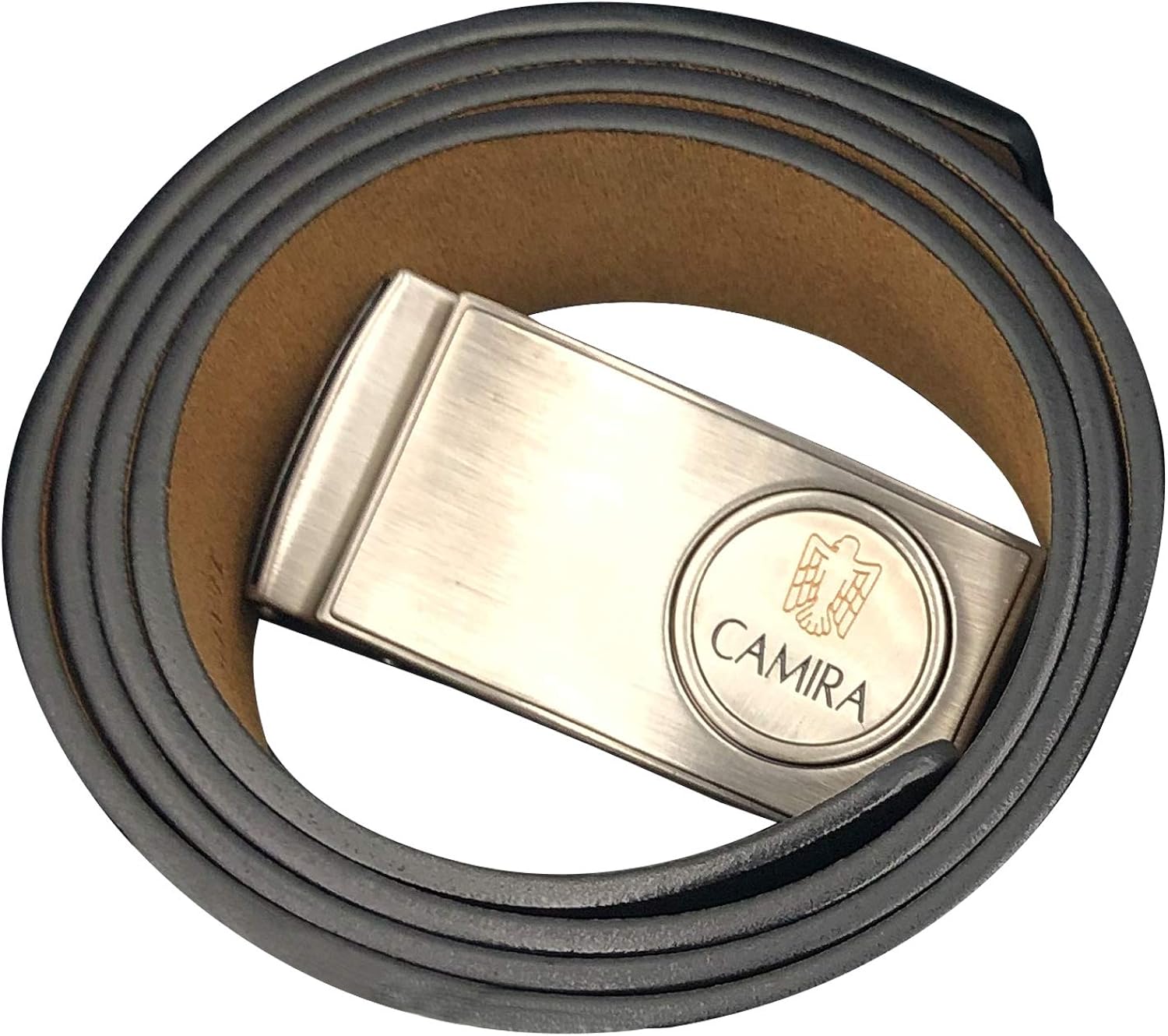 Camira Golf Belt for Men Black Leather Belt with Ball Marker & Metal Buckle One Size Fits