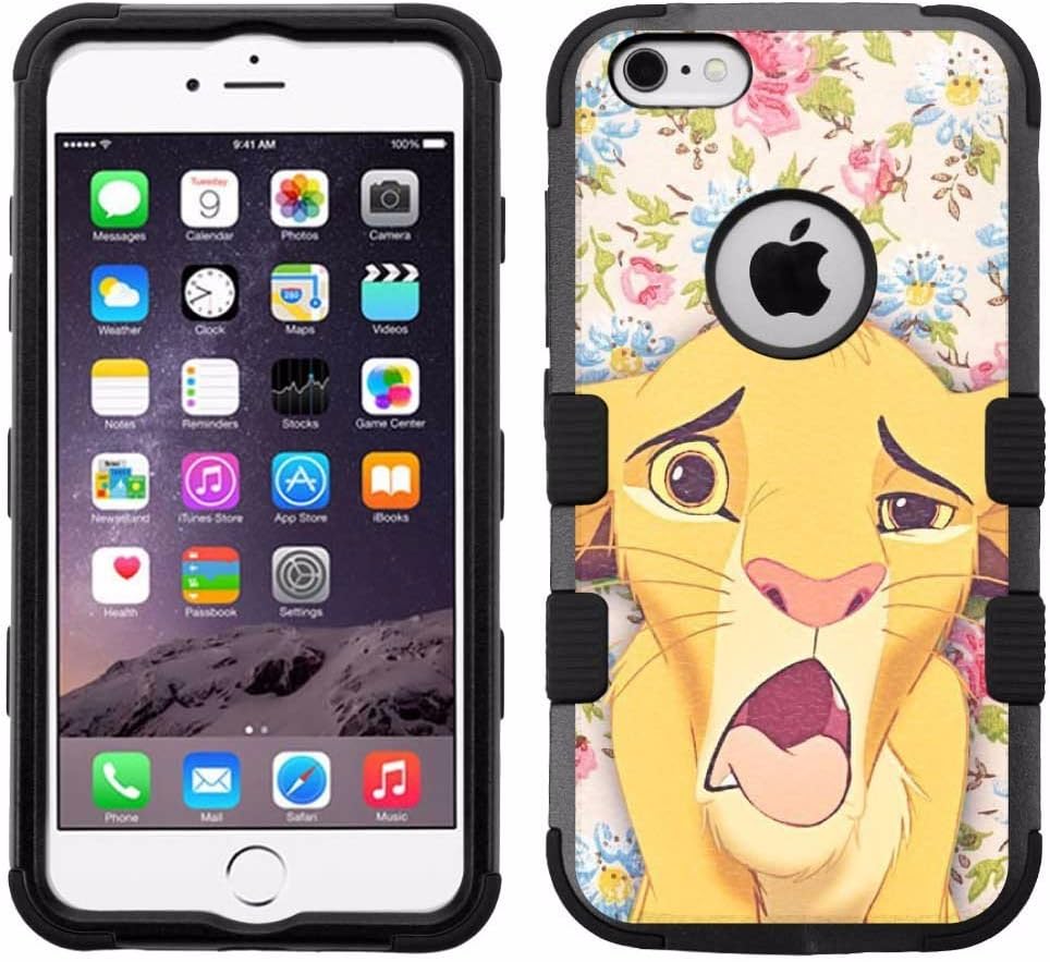 for iPhone 6 Plus (5.5"), Hard+Rubber Dual Layer Hybrid Heavy-Duty Rugged Armor Cover Case - Lion King Simba #FW