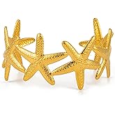TONLUYAX Gold Starfish/Sun Cuff Bracelet for Women Summer Beach Bracelet Adjustable Statement Bracelets Coastal jewelry