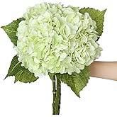 SIITUMEIZI Green Hydrangea Artificial Flower Faux Hydrangea Flowers 21 Inch Real Touch Latex Fake Hydrangeas for Home Wedding Centerpieces Decor 3Pc