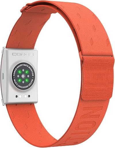 COROS Heart Rate Monitor Armband with Orange Band, 38 Hour Battery, Bluetooth