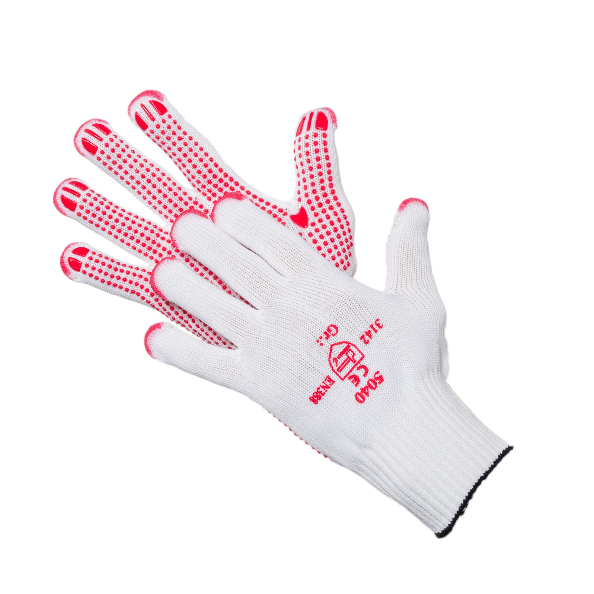 JAH Knitted Cotton/Polyamide Gloves with PVC Grip Dots – Secure Grip & Durable for Warehouse, Assembly & Shipping