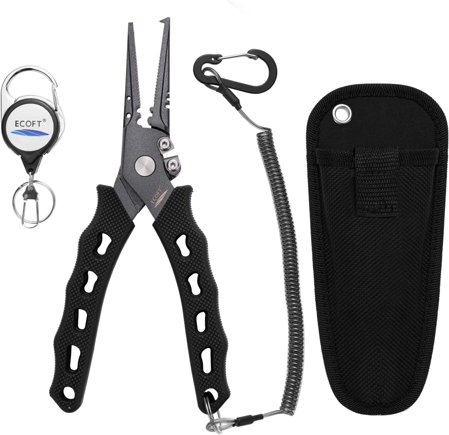ECOFT Fishing Pliers Stainless Steel Fishing Tools Split Ring Multifunction Pliers with Saltwater Corrosion Resistant Teflon Coating Fishing Gear Holder with Sheath and Lanyard : Sports & Outdoors