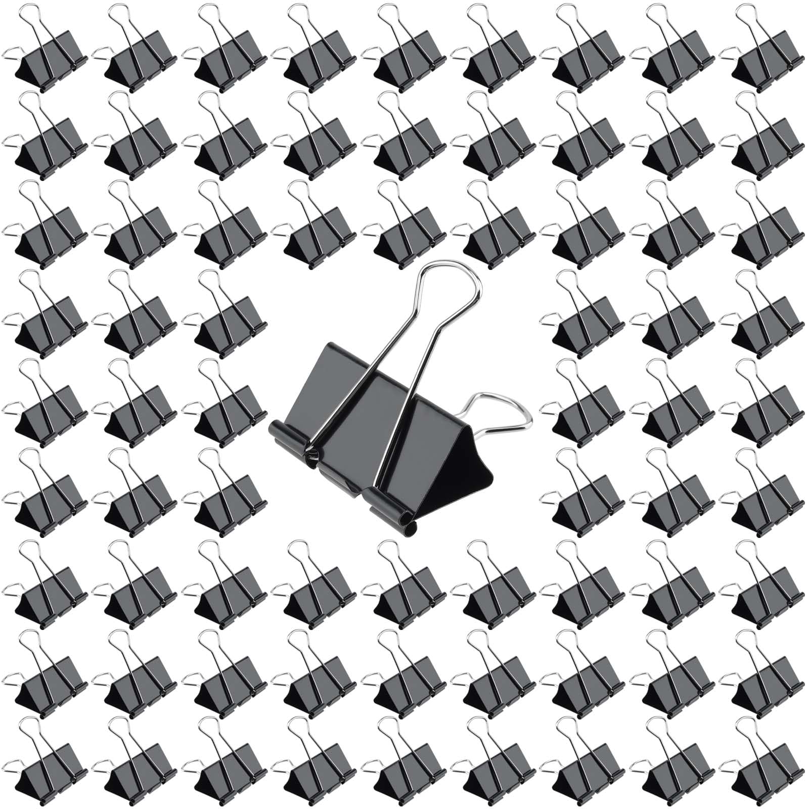 PINGEUI 72 Pcs 51mm Black Bulldog Clips, Large Binder Clips Paper Clamps, Foldback Clip for Home, Office