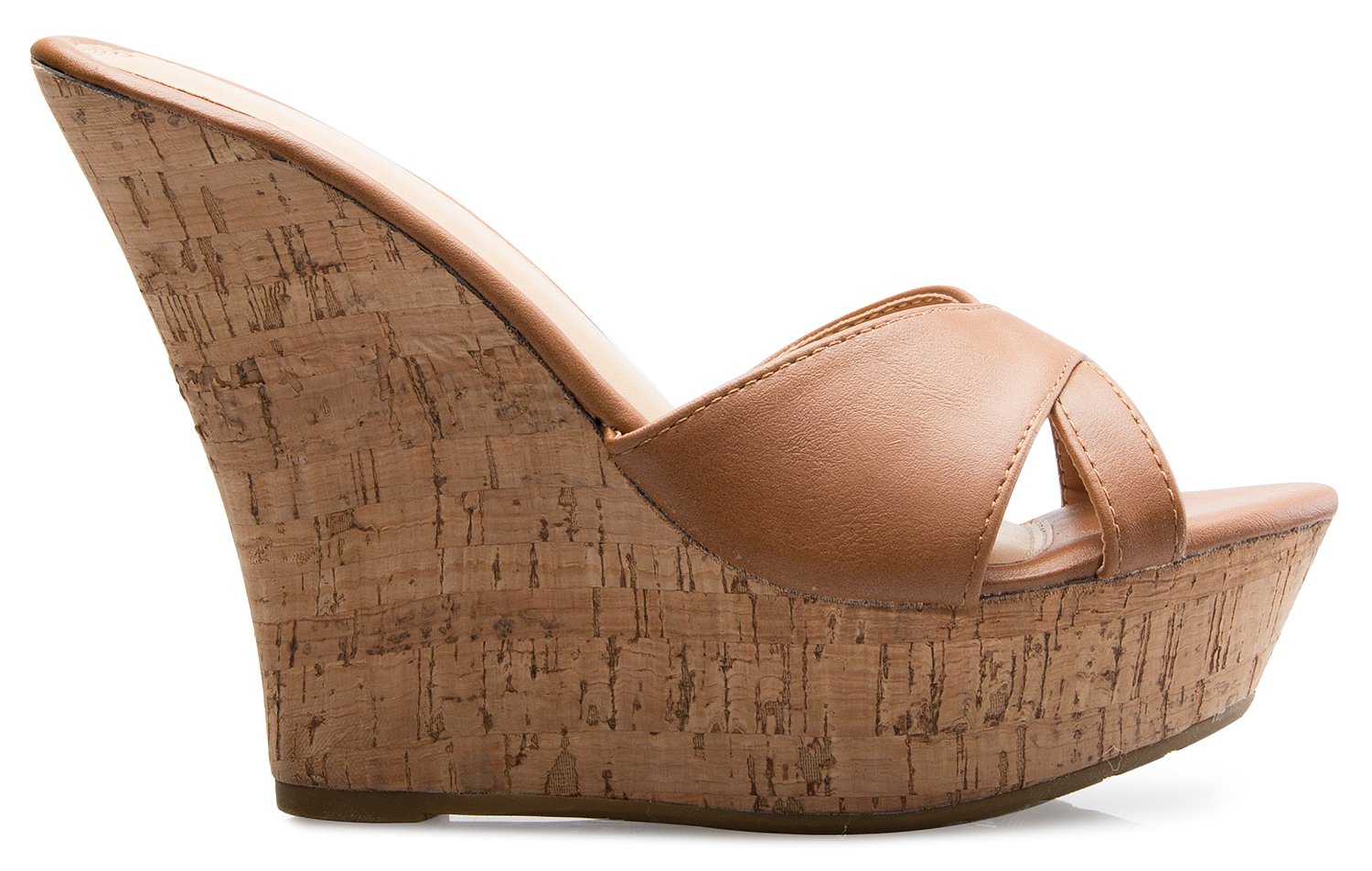 Olivia K Women's Open Toe High Wedge Platform Heel Wood Decoration Flip Flop Slipper Shoes Sandals - Image 3