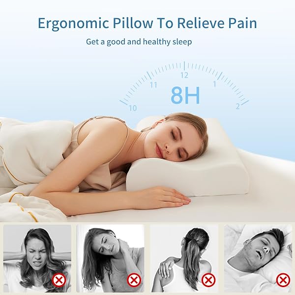 LUCKYCLOVER CERVICAL NECK PILLOW FOR SLEEPING, CONTOUR MEMORY FOAM PILLOWS FOR SLEEPING, ADJUSTABLE ERGONOMIC BED PILLOW,SUPPORT FOR SIDE BACK STOMACH SLEEPERS(WHITE)