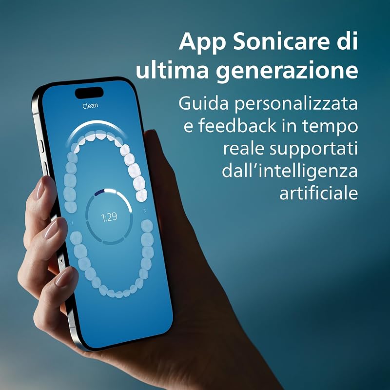 Sonicare DiamondClean 9900 Prestige- Spazzolino elettrico con tecnologia SenseIQ e app, 5 modalità di pulizia, 3 livelli di intensità, custodia da viaggio per la ricarica, nero, HX9992/43