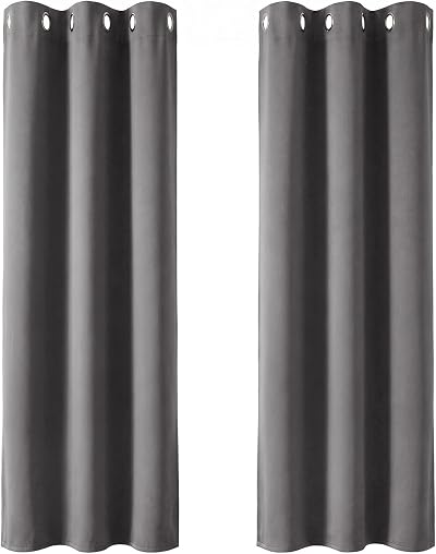 Deconovo Eyelet Blackout Curtains 72in 42x72 Grey Thermal 2 Panels
