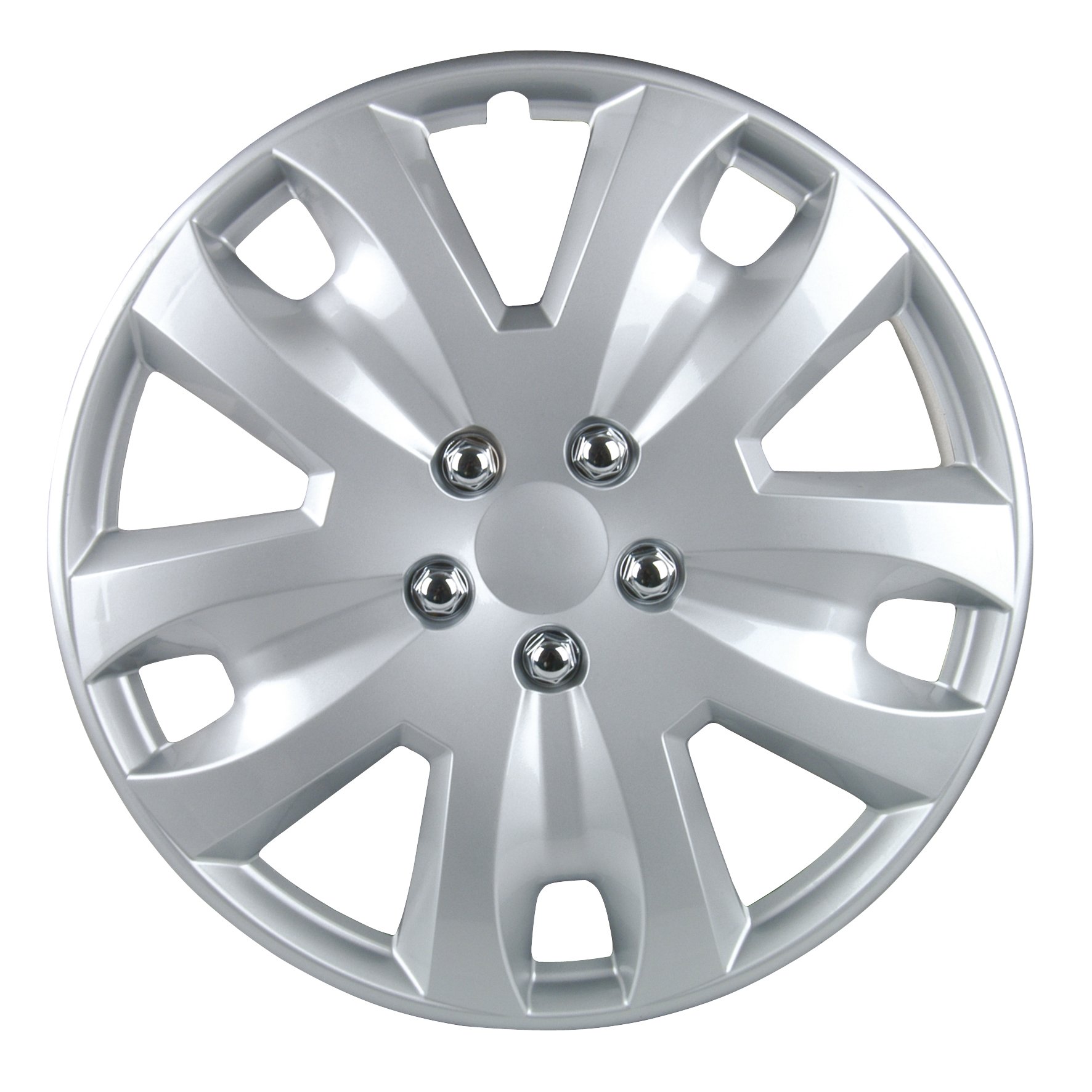 Unitec 74853 Hockenheim Hub Caps in 100 % 4 Set 16 inch Silver - Car Wheel Trims (Set of 4)