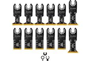 DTRUCTIEW 12 PCS Titanium Oscillating Saw Blades for Metal Nails Hard Material and Wood Plastic, Multi Tool Blades Kits Fit Dewalt Bosch Worx Milwaukee Ryobi (12PCS)
