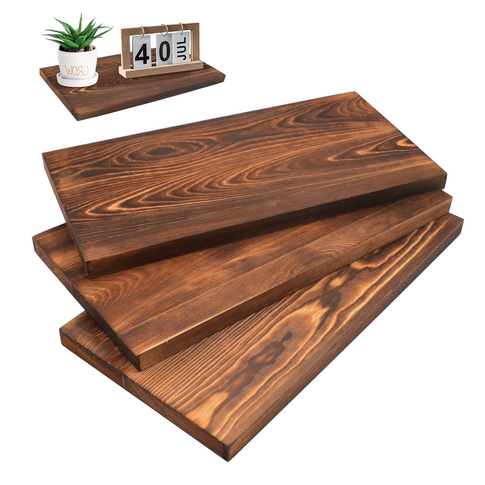 Photo 1 of KeaJuidy 3Pack Rectangle Unfinished Wood Double Sided Carbonized Paulownia Wood Art Board Chipboard for Wall Shelf DIY Crafts Home Decorations Door Hanger Sign (11.4 * 6 * 0.59in)(Dark Brown)