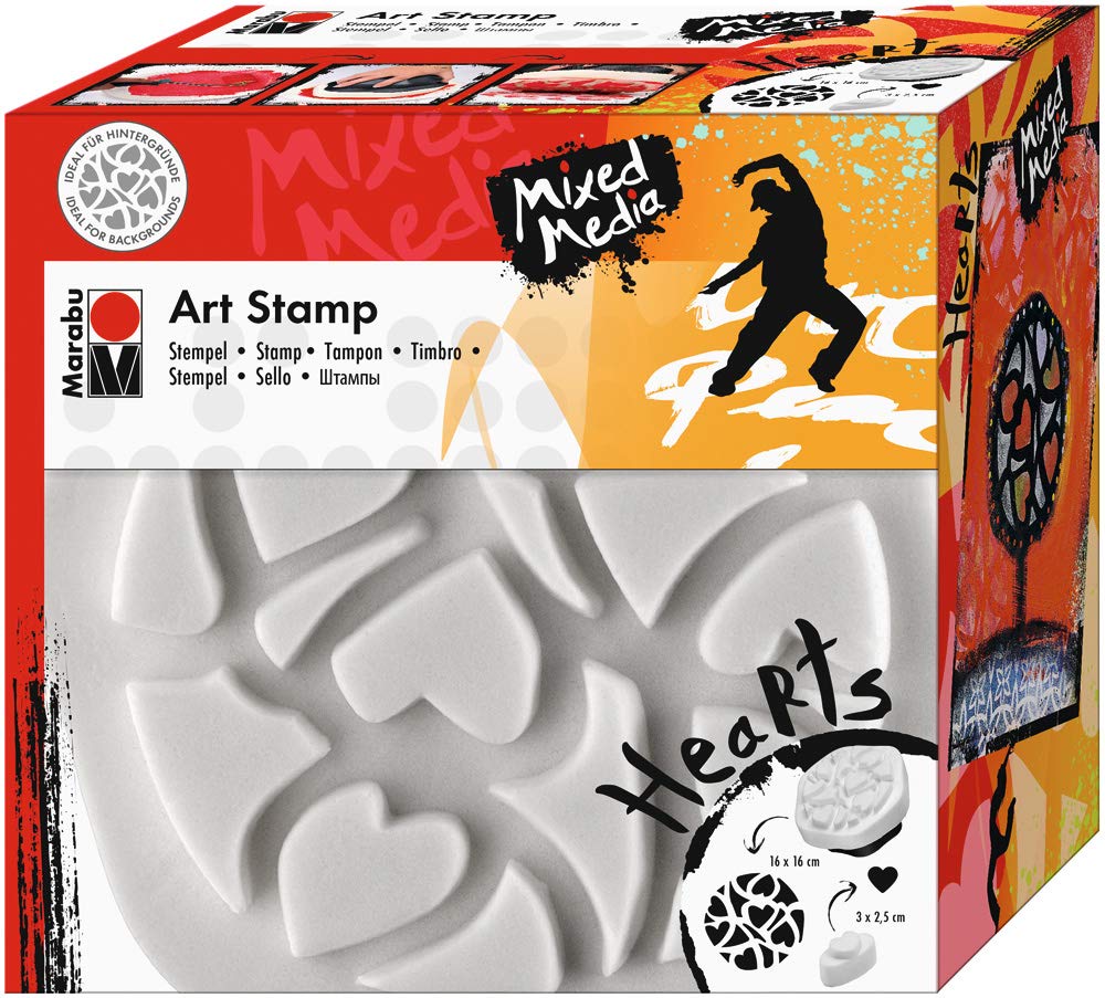 Marabu 027200003 Art Stamp Hearts, 16 x 16 cm