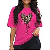 SOLY HUX Women's Plus Size Summer Tops Short Sleeve Leopard Graphic Tees Curvy T-Shirts
