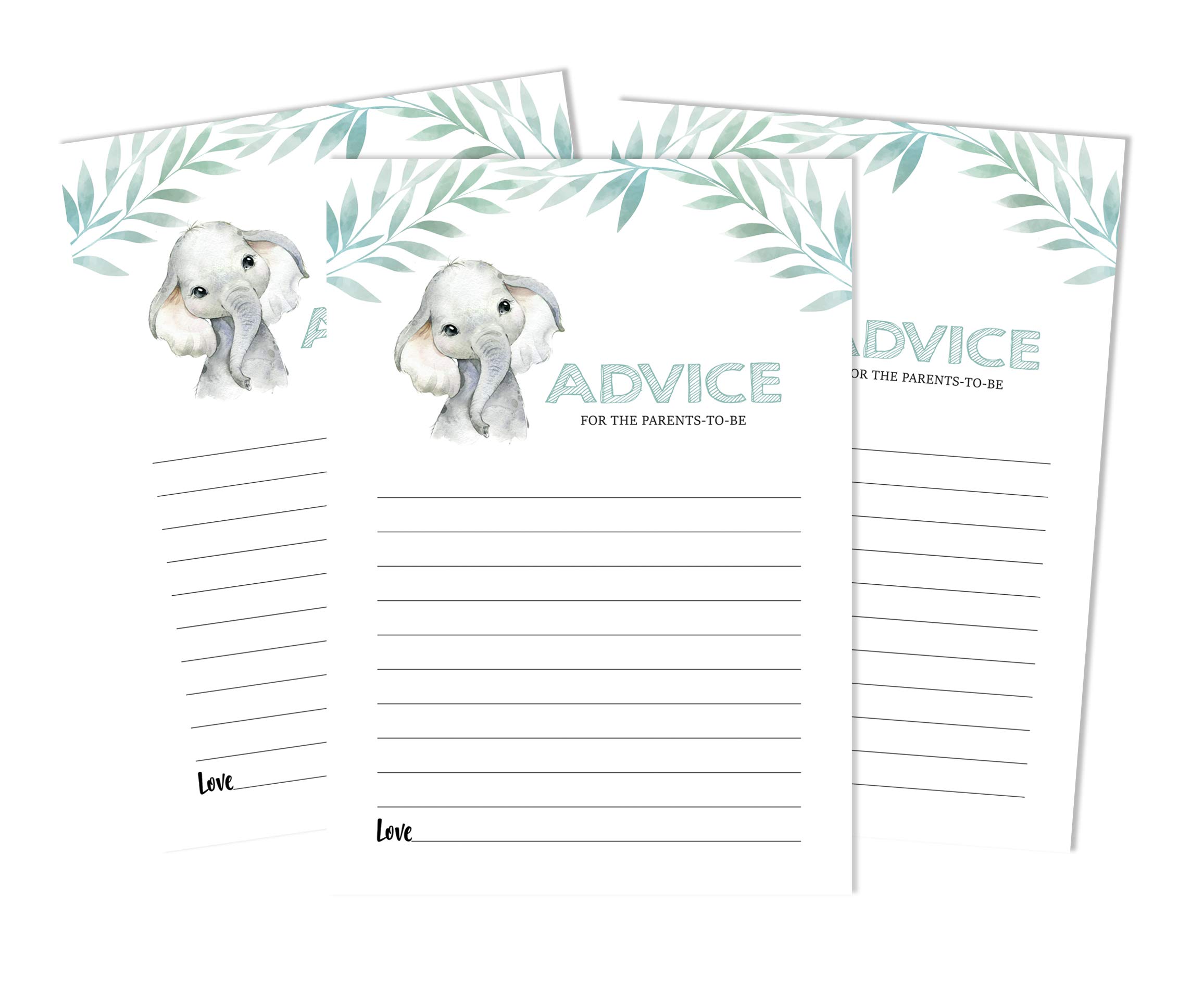 Inkdotpot 50 Advice Cards New Parents For Baby Shower Game Party Supplies Baby Elephant Gender Neutral Advice For New Mom & Dad
