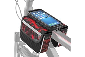 YERGOFE Bike Frontbar Bike Bag - Red - Bicycle Accessories for Adult Bikes， Waterproof，Compatible Phone
