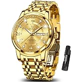 OLEVS Classic Men Watches with Date,Stainless Steel Man Watch with Date, Bussiness Watches for Men,Luminous Quartz Mens Watches Black/White/Blue/Gold, Waterproof Male Watch with Week