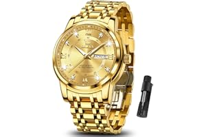 OLEVS Classic Men Watches with Date,Stainless Steel Man Watch with Date, Bussiness Watches for Men,Luminous Quartz Mens Watches Black/White/Blue/Gold, Waterproof Male Watch with Week