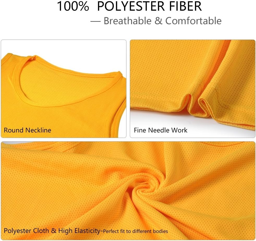 12Pcs Kids Jerseys Scrimmage Training Vests Football Vest Mesh Breathable Bibs for Volleyball Soccer Basketball (Color : Yellow) Shirt Football Supplies Shirt Football Supplies - Image 4