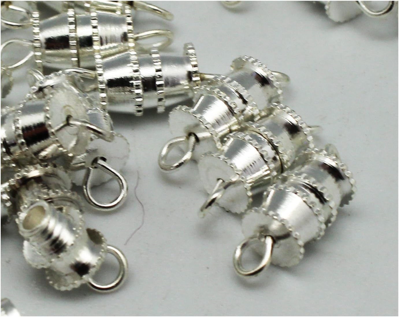 8x6mm Silver Barrel Clasp (50 Piece)