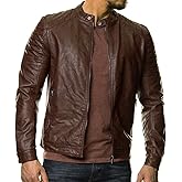DECIMAL Men's Black REAL Lambskin Leather Biker Jacket VINTAGE GENUINE MOTORCYCLE JACKETS FOR MEN