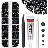 qiipii Pure Black Resin Rhinestones for Bedazzling Crafting 2mm 3mm 4mm 5mm 6mm Flatback Jelly Stones Diamonds Gems Charms for Nails Face Eyes Makeup Tumblers Bottles DIY Crafts Shoes Clothes Phones