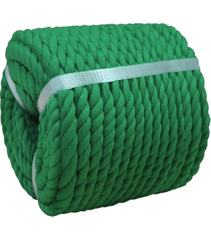 thumbnail image 2 of Natural Twisted Cotton Rope - 1/2" Diameter, 25 Feet Dark Green For Crafts & DIY 2 of 9