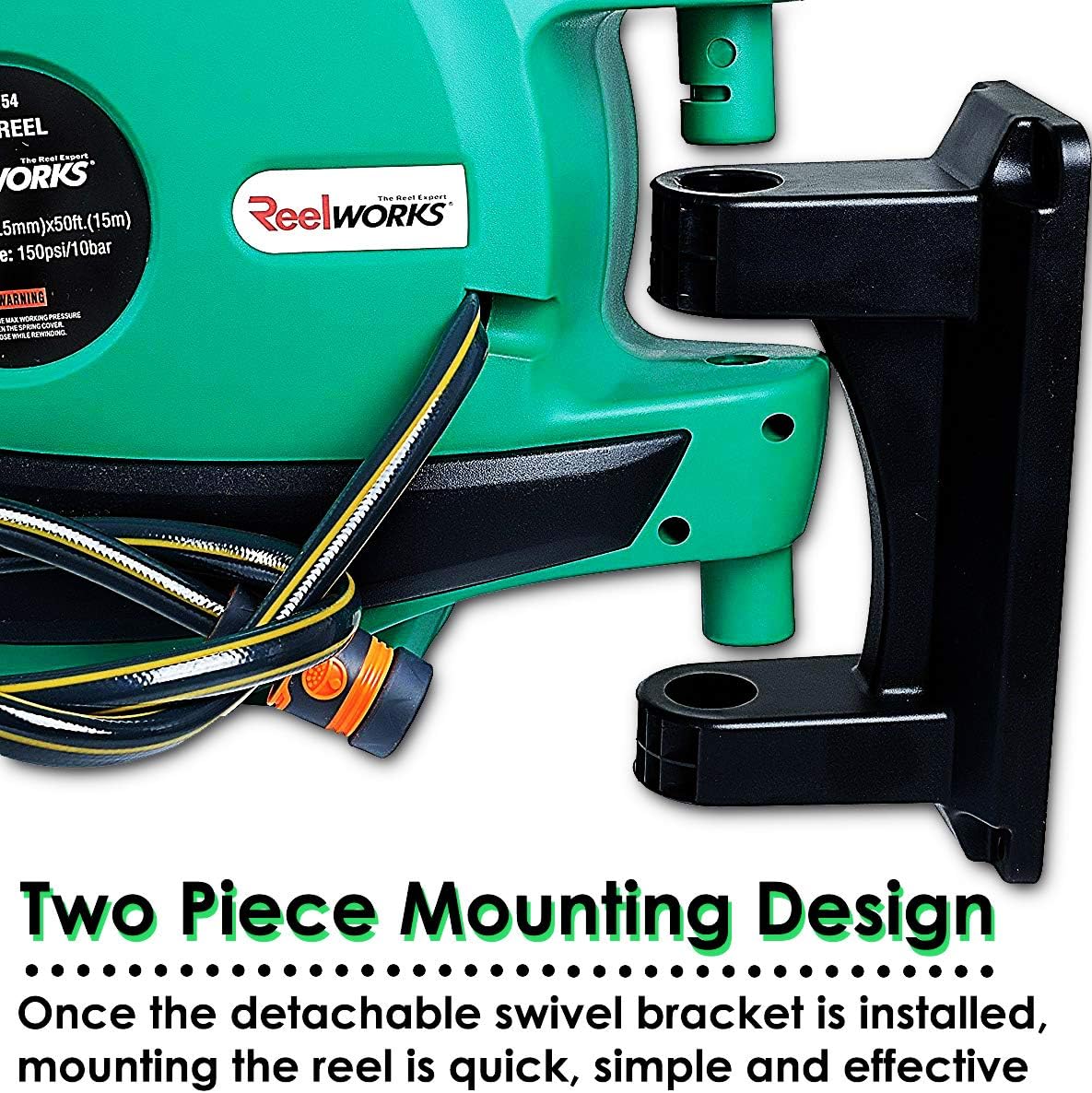 ReelWorks Water Hose Reel Retractable Elite 1/2" Inch x 50' Foot Long Premium Commercial Flex PVC Hose Heavy Duty Spring Driven Industrial with PVC Nozzle and Quick Disconnects for Garden and Lawn : Garden & Outdoor