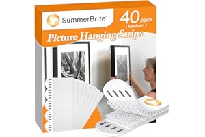 SummerBrite Picture Hanging Strips 40 Strips, Damage Free Removal, Wall Poster Picture Hangers Without Nails, Sticky Hook & Loop Adhesive Strips for Poster/Picture/Home/Office, 20 Pairs/Medium, White