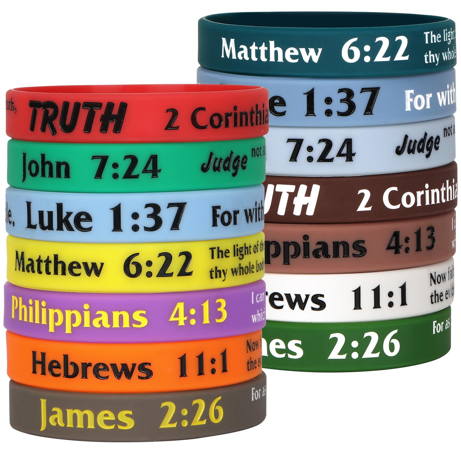 LVNRIDS 14 Pieces Bible Verse Silicone Wristbands Christian Inspirational Rubber Bracelets Religious Bracelet for Men Women Teens Gifts for Church School Christmas Easter