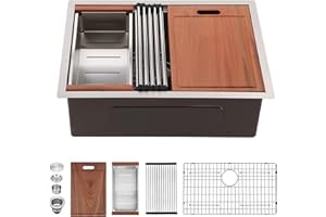 23 Undermount Bar Sink - Sarlai 23 Inch Kitchen Sink Ledge Workstation 16 Gauge Stainless Steel Single Bowl RV Sink Bar Prep Sink Basin Kitchen Sink