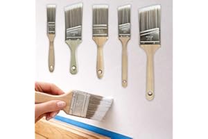 5 Pcs Angled Paint Brush Set – Flat & Angled Tips, Multi-Size for Interior & Exterior Home Improvement DIY Cleaning, Painting