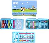Bluey 52pc Kids Art Stationery Set Watercolour Felt Pens Crayons Pencils Travel view 3