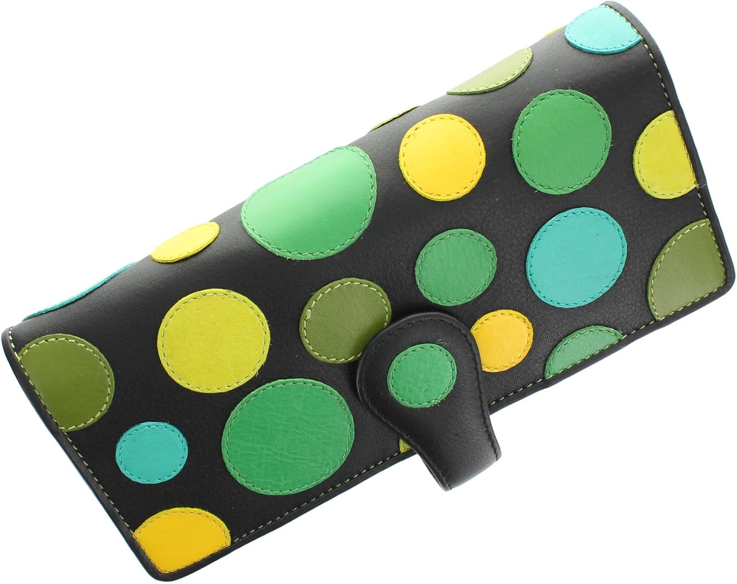 VISCONTI Polka Collection Neptune Ladies Leather Purse with Tab Closure RFID Blocking P2 Lily Pad