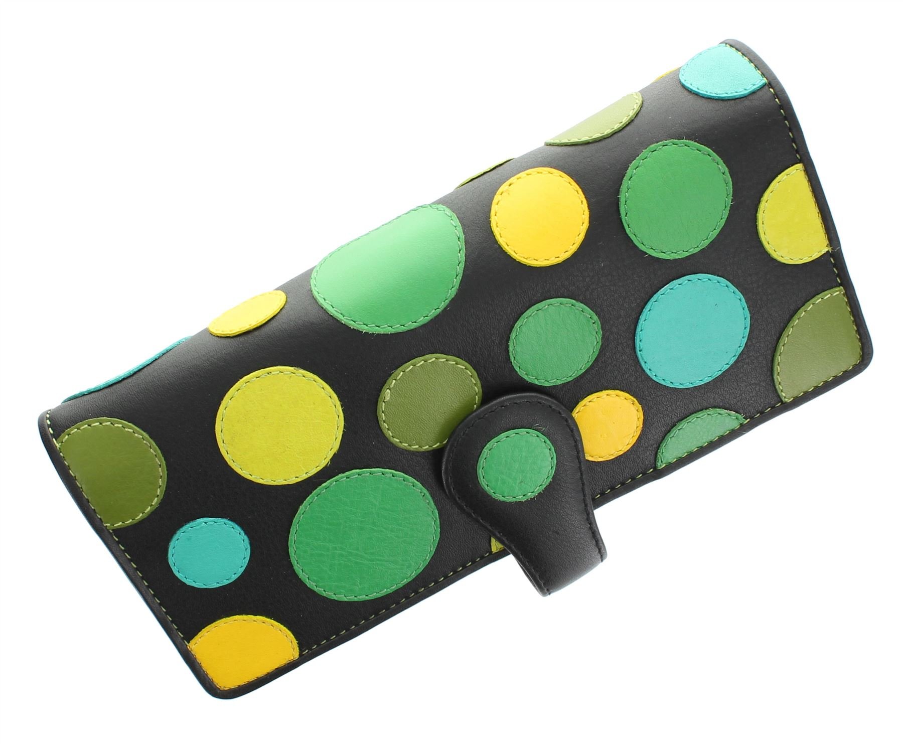 VISCONTI Polka Collection Neptune Ladies Leather Purse with Tab Closure RFID Blocking P2 Lily Pad
