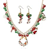 ELUYIVIA Christmas Bell Necklaces Earrings Set Jingle Bell Pendant Necklace Silver Neck Chain X-Mas Holiday Necklace Jewelry for Women