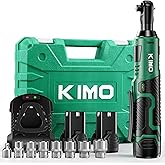 KIMO 12V Cordless Ratchet Tool – 400 RPM, 40 Ft-lbs, with LED Light, Variable Speed, 2x 2000mAh Batteries, Fast Charger, 7 Sockets, 3/8" Drive & 1/4" Adapter – Compact Design for Easy Access