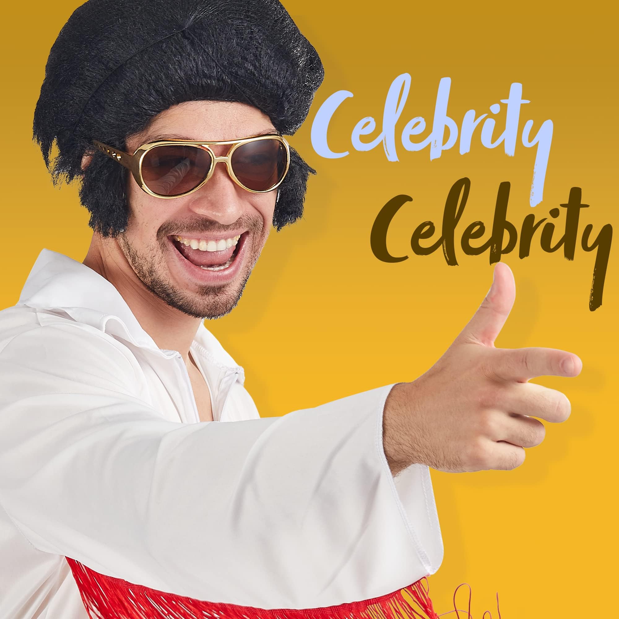 Spooktacular Creations Gold Sunglasses Disco Glasses, 50’s 60’s 70's Glasses for Halloween Party Costume Rockstar Accessories, Gold Celebrity Sunglasses for women and men