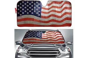 Big Hippo Sun Shade, Windshield Sun Shade American Flag Sunshades Keep Vehicle Cool Protect Your Car from Sun Heat & Glare Best UV Ray Visor Protector(Size: 63"X 28.5")