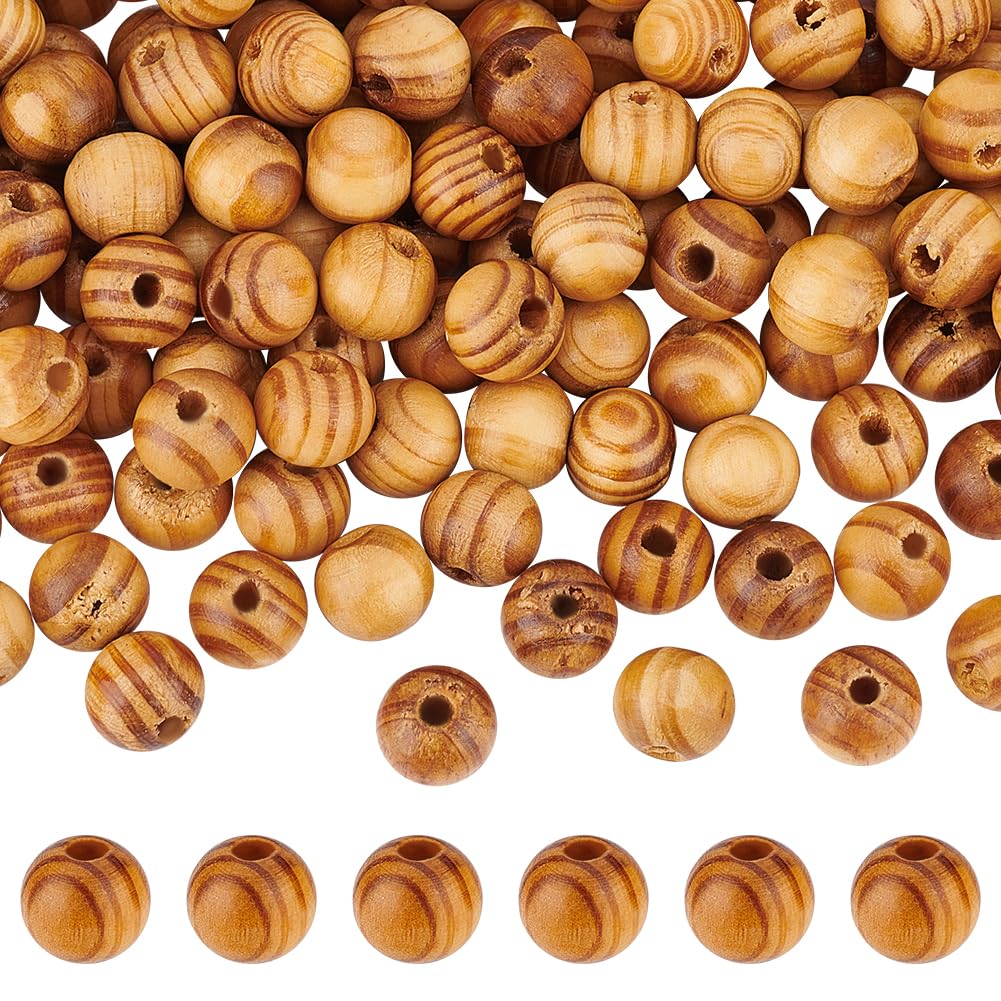 OLYCRAFT 200 Pcs 12mm Natural Wooden Beads Round Loose Spacer Beads Brown Wooden Macrame Beads 3 mm Hole Unfinished Wood Painted Beads for Bracelets Jewelry Making Hair DIY Craft Handmade Decor