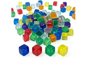 200PCS 8mm Multicolor Glossy Acrylic Dice, 0.31 Inch Mini Blank D6 Cubes for DIY Crafts, Tabletop Games, Party Favors (Mixed 