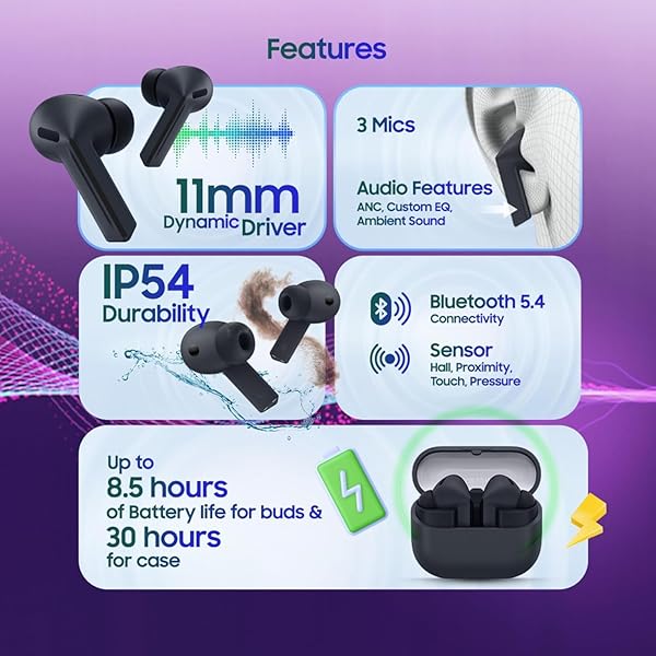 SAMSUNG GALAXY BUDS 3-FE (2025) TRUE WIRELESS BLUETOOTH EARBUDS, ACTIVE NOISE CANCELLATION, CLEAR CALLS, LONG LASTING BATTERY, HANDS FREE AI, LATIN AMERICAN STOCK SM-R420NZKALTA – (BLACK)