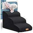 Topmart 3 Tiers Foam Dog Ramps/Steps,Non-Slip, Extra Wide Deep Dog Stairs,High Density Foam Pet Stairs/Ladder,Best for Older Cats,Small Pets,Black