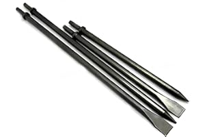 Phyxlyn Scraper 350mm (14" Inch) 450mm (17" Inch) Long Air Pneumatic Hammer, Flat and Point Chisels with Round Collar for Concrete and Tile