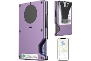 HPSH Air Wallet,Minimalist Wallet,Built-in Airtag Chip,RFID Blocking Credit Card Holder for Women,Slim Wallet,Compatible with Apple Find My iOS ONLY,Trackable Wallet (Macaron purple)