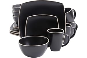 Gibson Soho Lounge Dinnerware Set, Service for 4 (16pcs), Matte Black