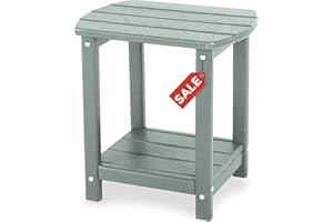 GARDENSTAR Adirondack Square Outdoor Side Table,2-Tier Storage Patio Side Table, HDPE End Tables for Backyard Pool Porch Garden Lawn LightGrey