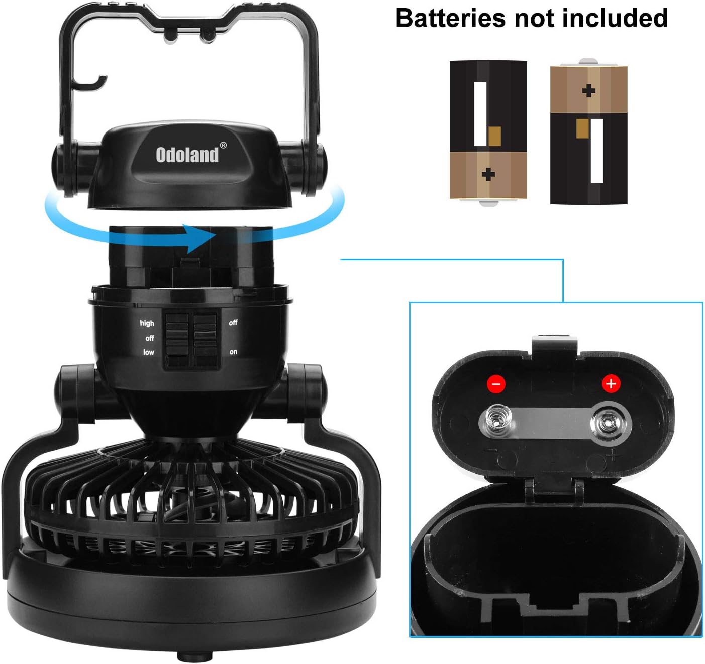 Odoland Portable LED Camping Lantern with Ceiling Fan - Hurricane Emergency Survival Kit: Sports & Outdoors