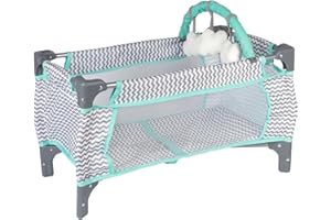 Adora Baby Doll Crib Zig Zag Deluxe Pack N Play, Fits Dolls up to 20 inches, Bed/Playpen/Crib, Changing Table, Mobile with 3 