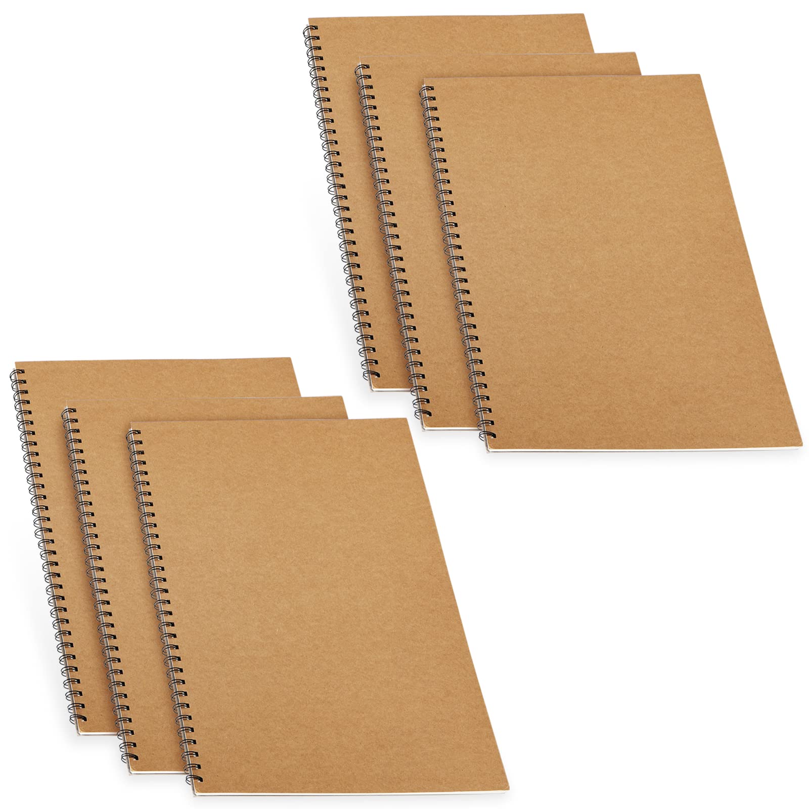 MANCHAP 6 Pack A3 Spiral Bound Landscape Sketchbook, 60 Pages/30 Sheets Art Sketchbook, 160gsm A3 Hardback Drawing Pad with Kraft Cover for Sketching Drawing