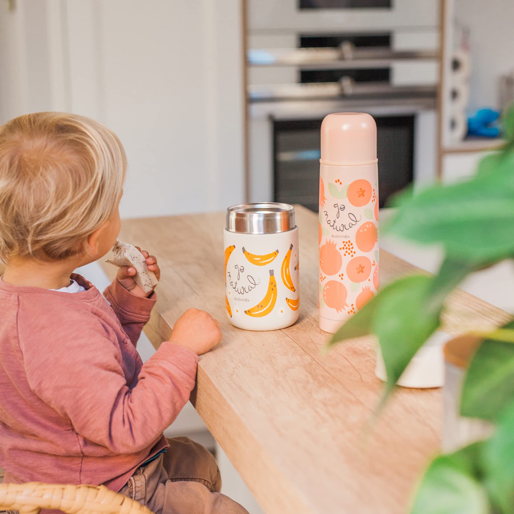 Suavinex, Thermoskanne Baby Unterwegs, Thermosflasche 500 ml Isolierflasche, Edelstahl, Hermetischer Schraubverschluss, Granatapfel, Koralle, 500 ml 4